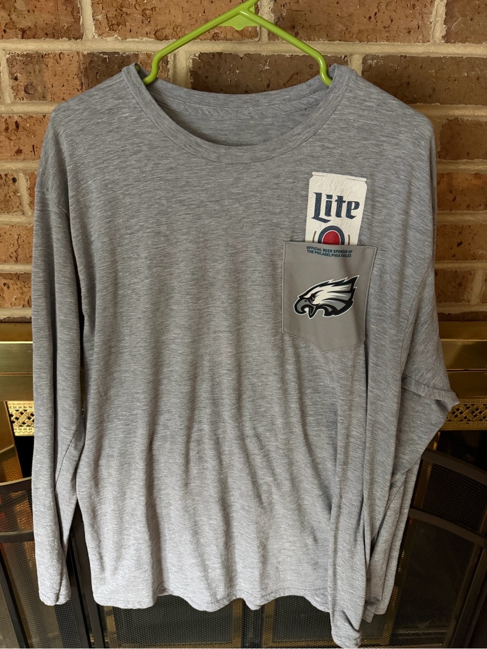 Men's Long Sleeve Gray Pocket Tee with Team Crest